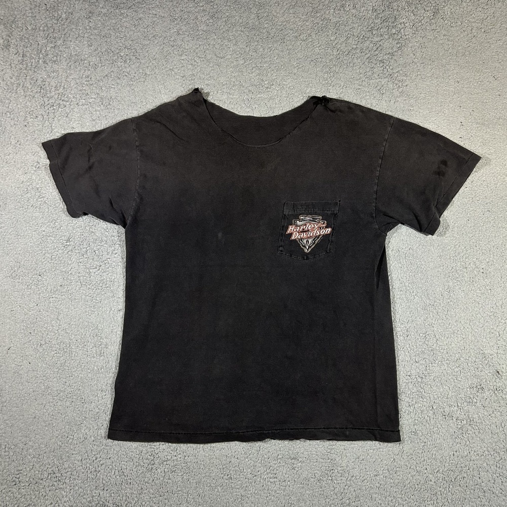 Vtg Harley Davidson Monarch Black Pocket T-Shirt Mens Large Graphic Shirt #3808